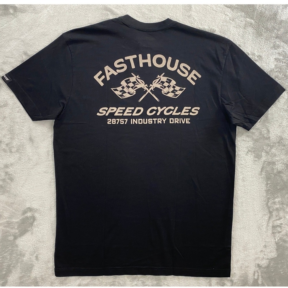 Fasthouse Crown SS Tee Men Size M Black Speed Cycles Motocross Racing T-Shirt